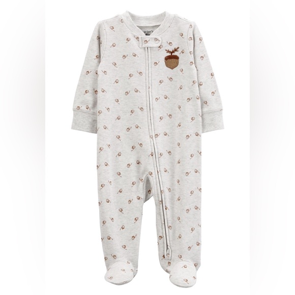 Carter’s Acorn 2-Way Zip Sleep & Play Pajamas - Picture 1 of 4